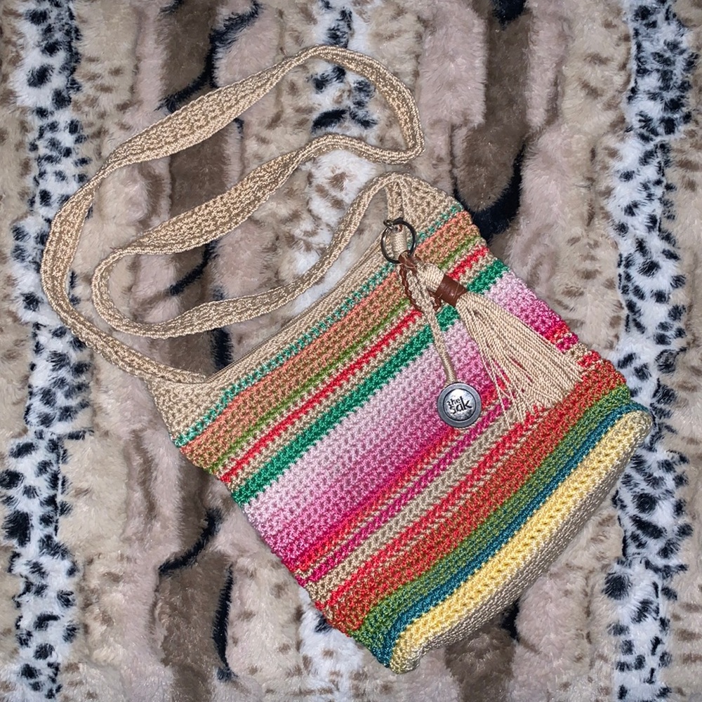 The sak Multi-color Boho Crochet Crossbody Bag